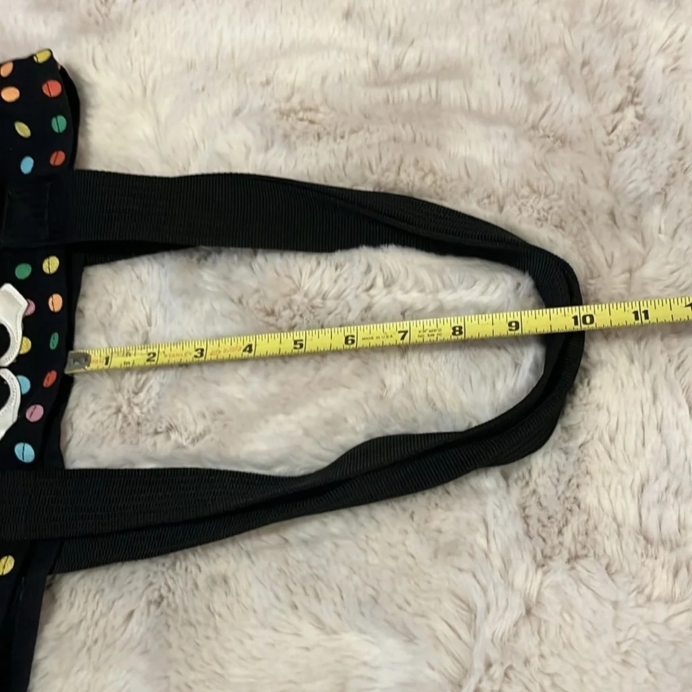 Roxy Black Multi Color Polka Dot Canvas Grocery Tote Book Laptop Beach Pool Bag